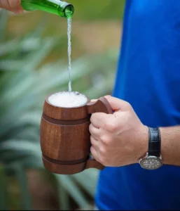 wooden beer mug