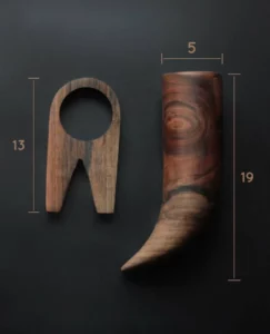 wooden horn-shaped mug